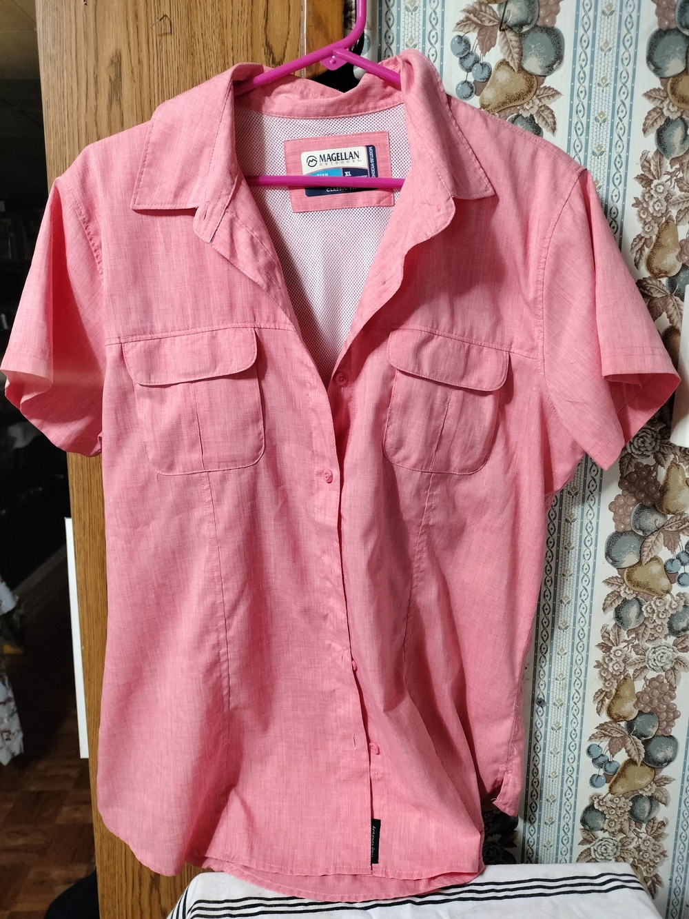Magellan Outdoors Pink Coral Short Sleeve Fishing Shirt
